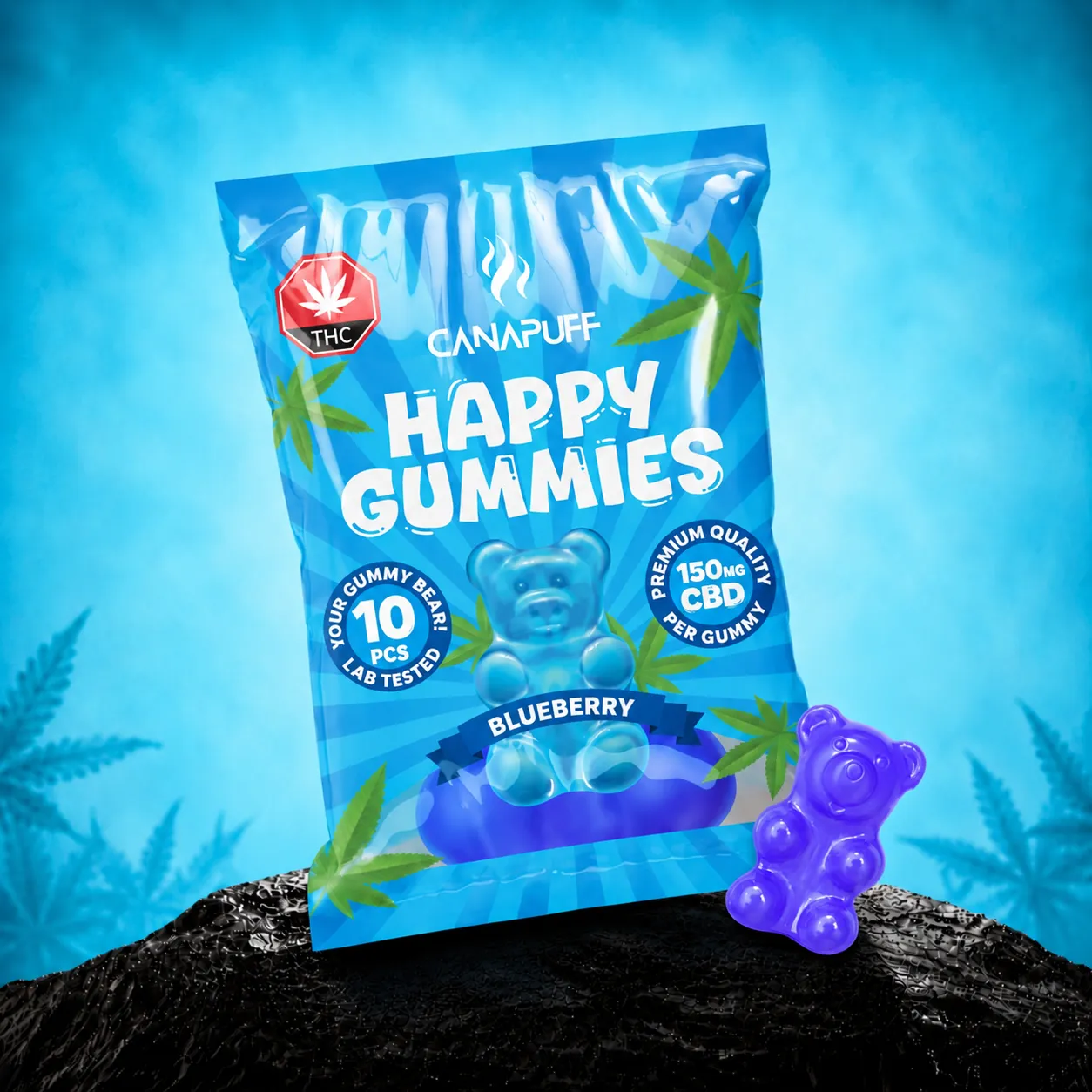 Canapuff CBD Gummies Blueberry vingummi 1 stk søt
