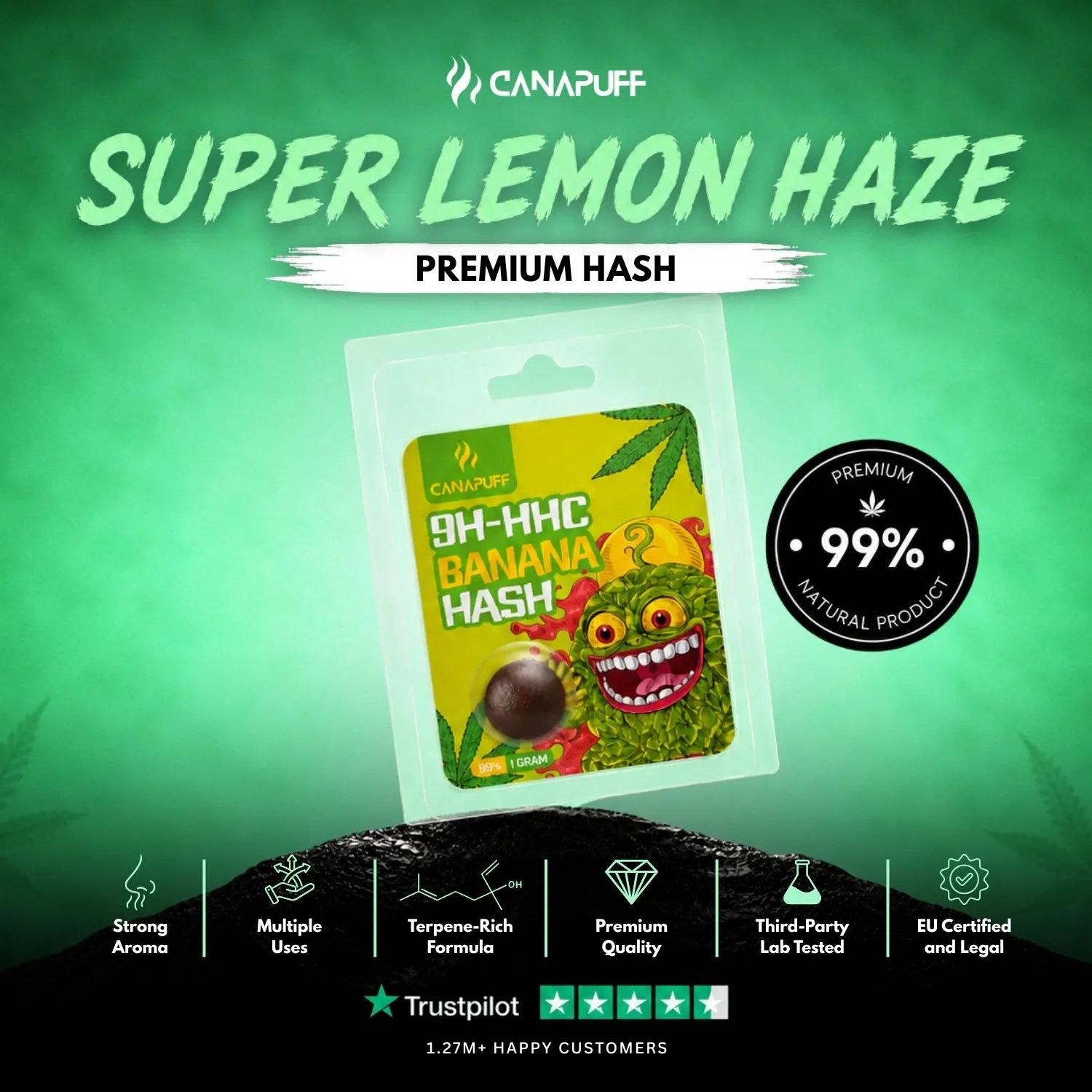 Canapuff 9H-HHC Hash Banana 99% hasj fruktig