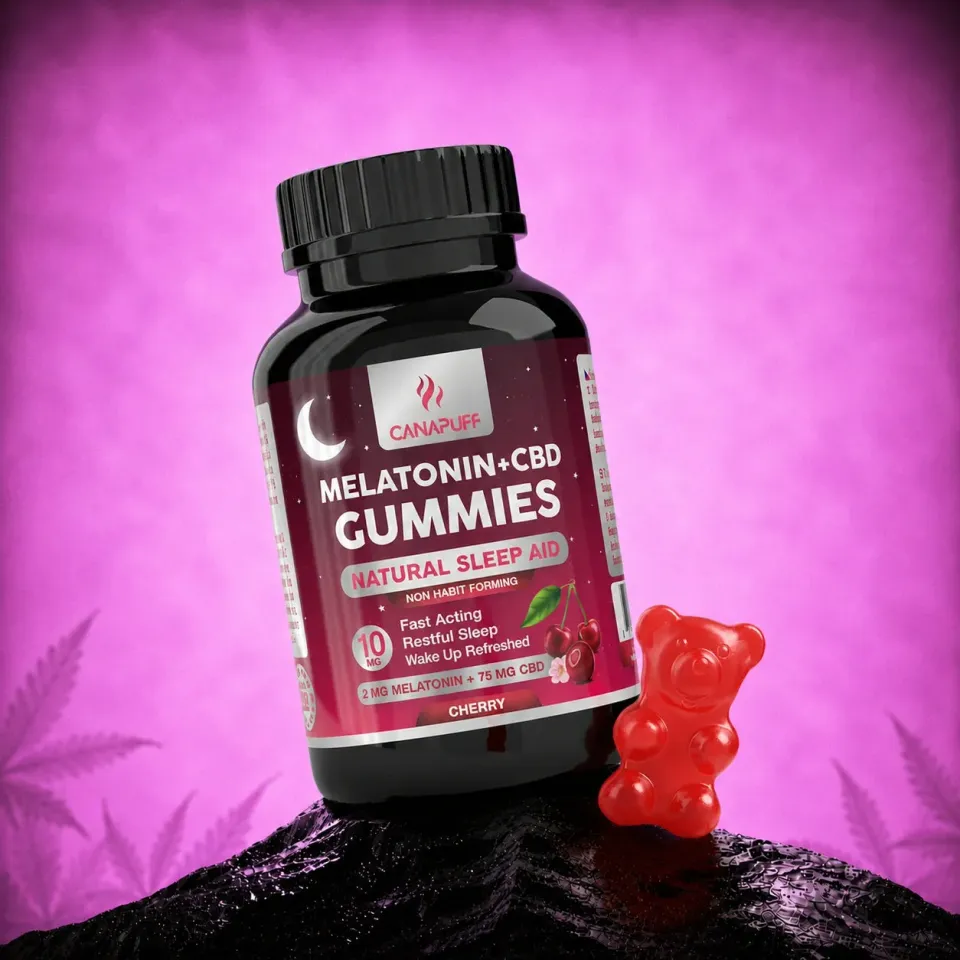 Canapuff Melatonin+CBD Gummies Kirsebær vingummi 10 stk kveld