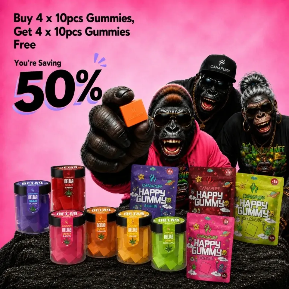 Canapuff vingummi pakketilbud 8x10 stk 4+4 gratis