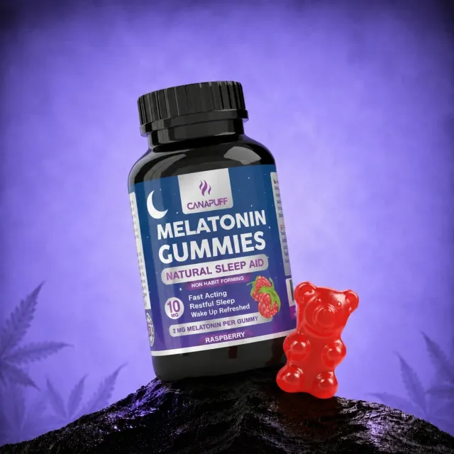 Canapuff Melatonin Gummies bringebær 10 stk 2mg