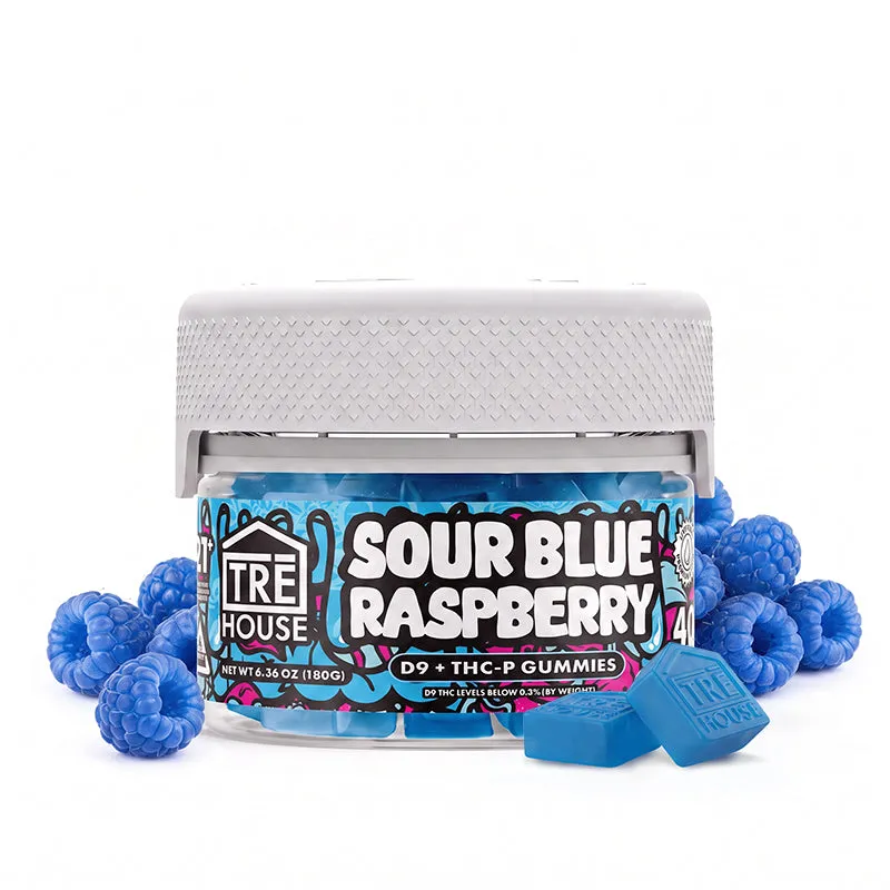 TRE HOUSE Sour Blue Raspberry Delta 9 gummies THCP 20 stk