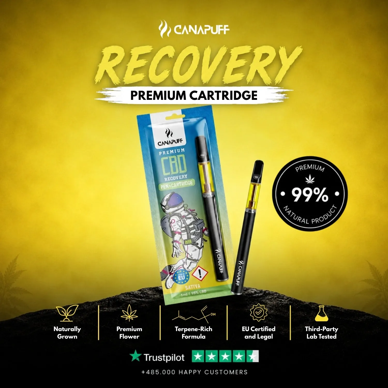 Canapuff CBD Recovery 95% vape penn jordaktig