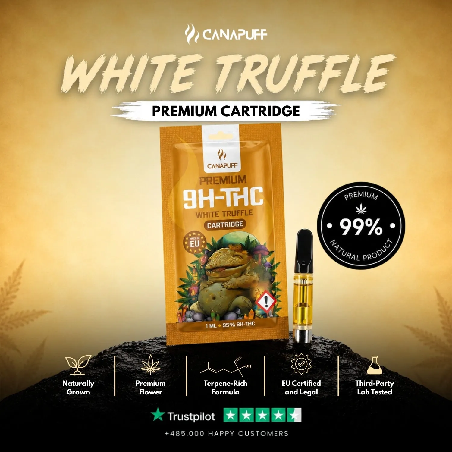 Canapuff 9H-THC White Truffle 95% cartridge standard