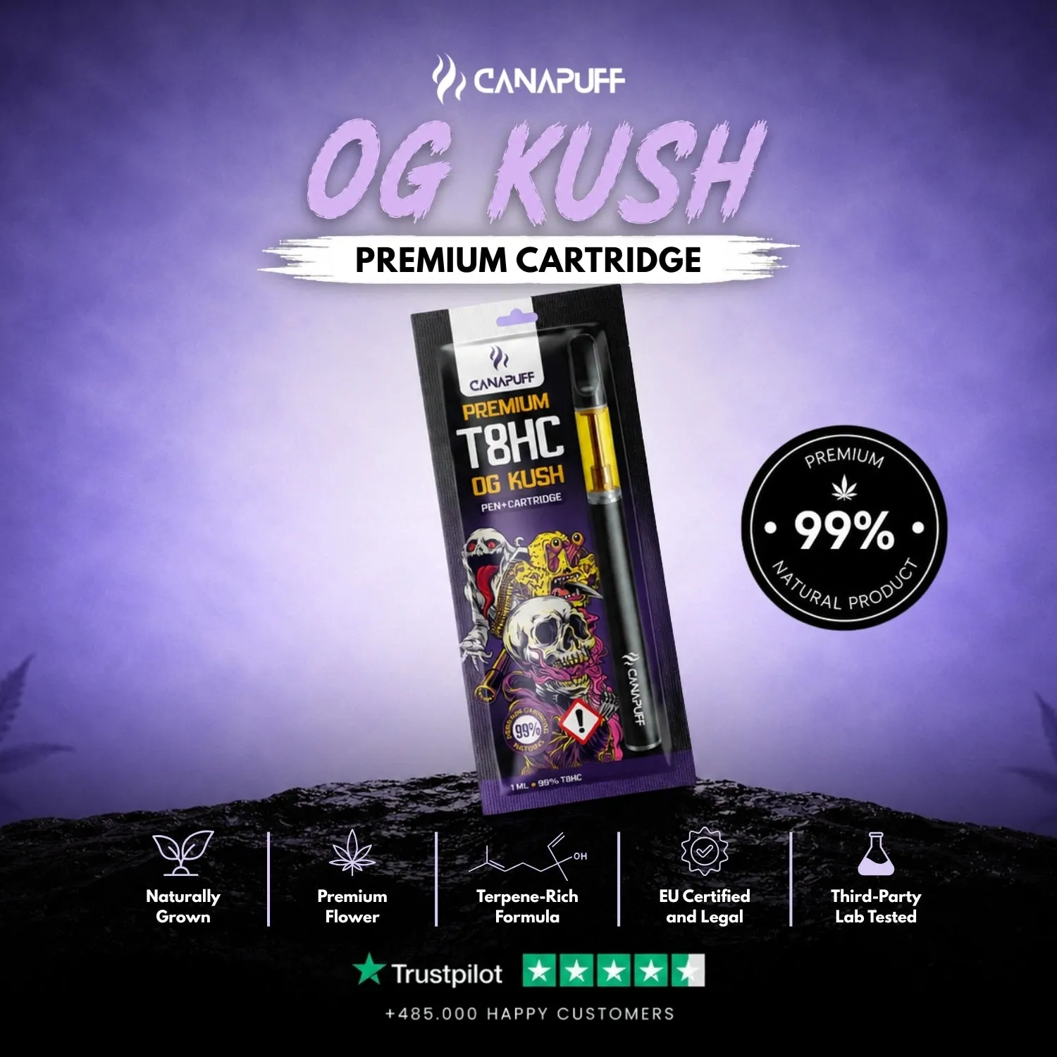 Canapuff T8HC OG Kush 99% vapepenn furu