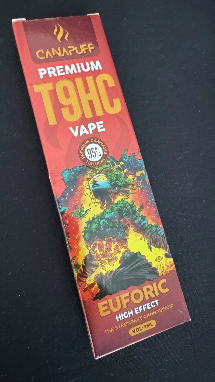 Canapuff Euforic T-HC vape 1 ml 95% kirsebær