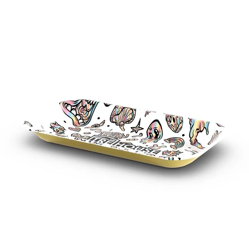 Tre House Metal Rolling Tray rullebrett hvit – metall