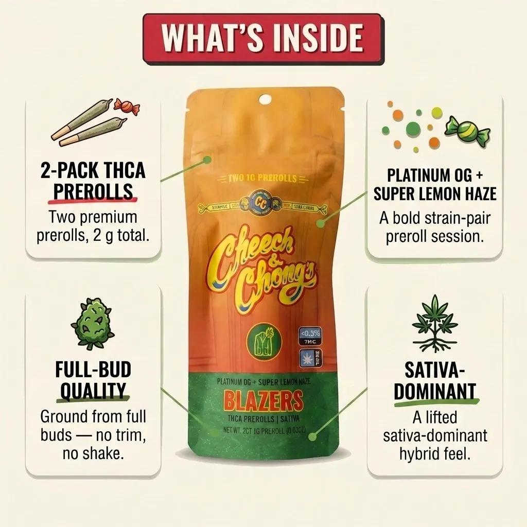 Cheech & Chong Blazers Platinum OG Super Lemon prerolls 2-pk 2 g