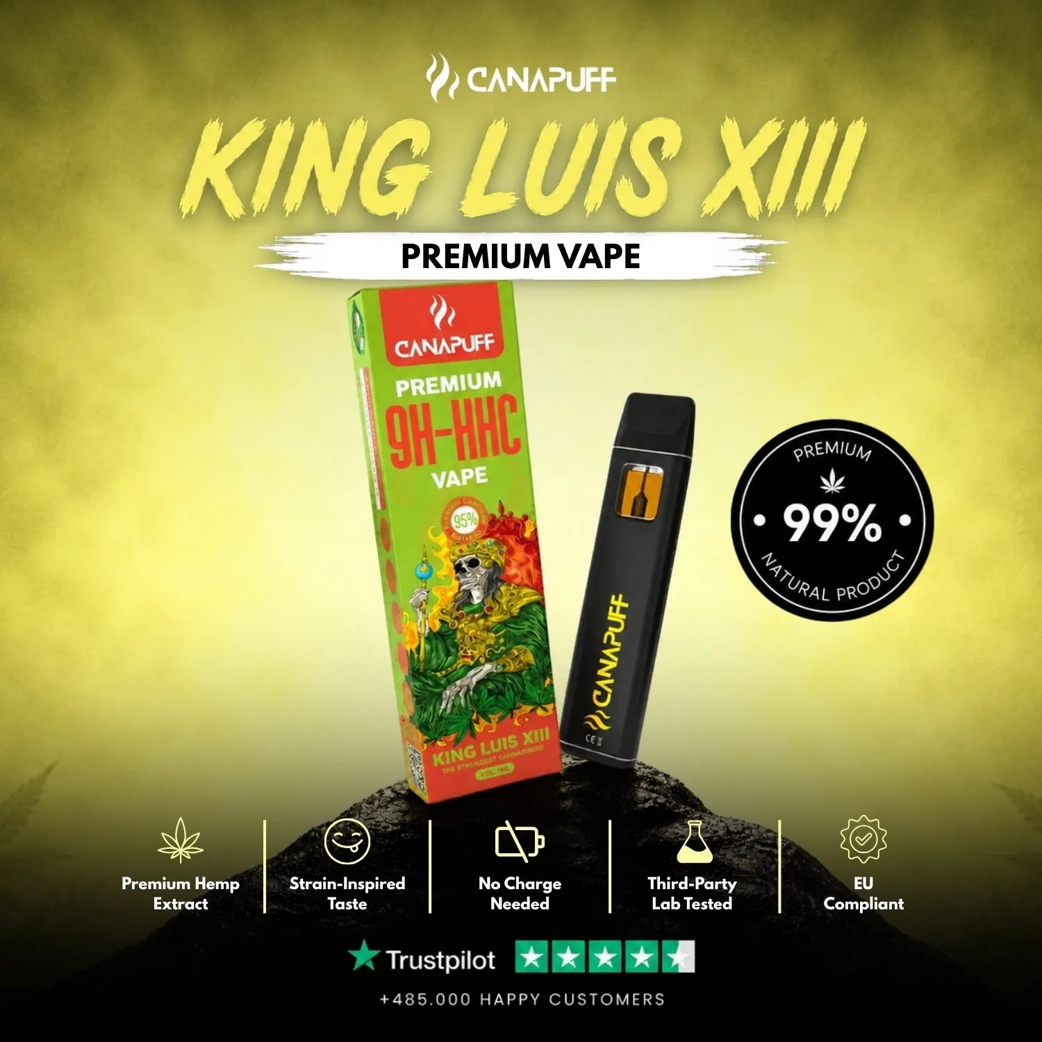 Canapuff 9H-HHC King Luis XIII 95% vape 1ml furu