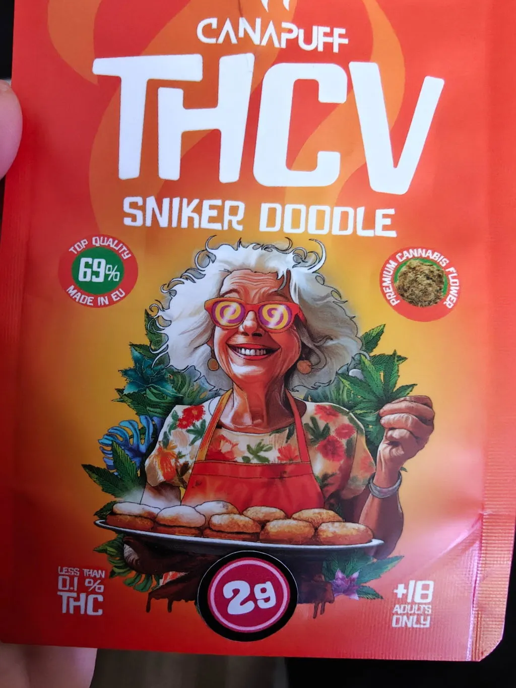 Canapuff THCv Snicker Doodle 69% blomster 1 gram kanel