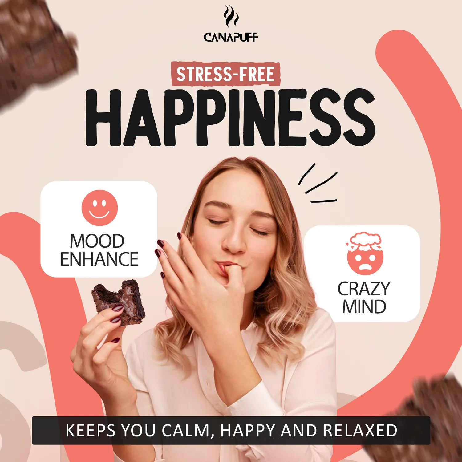 Canapuff Happy Brownies brownie 1 stk sjokolade
