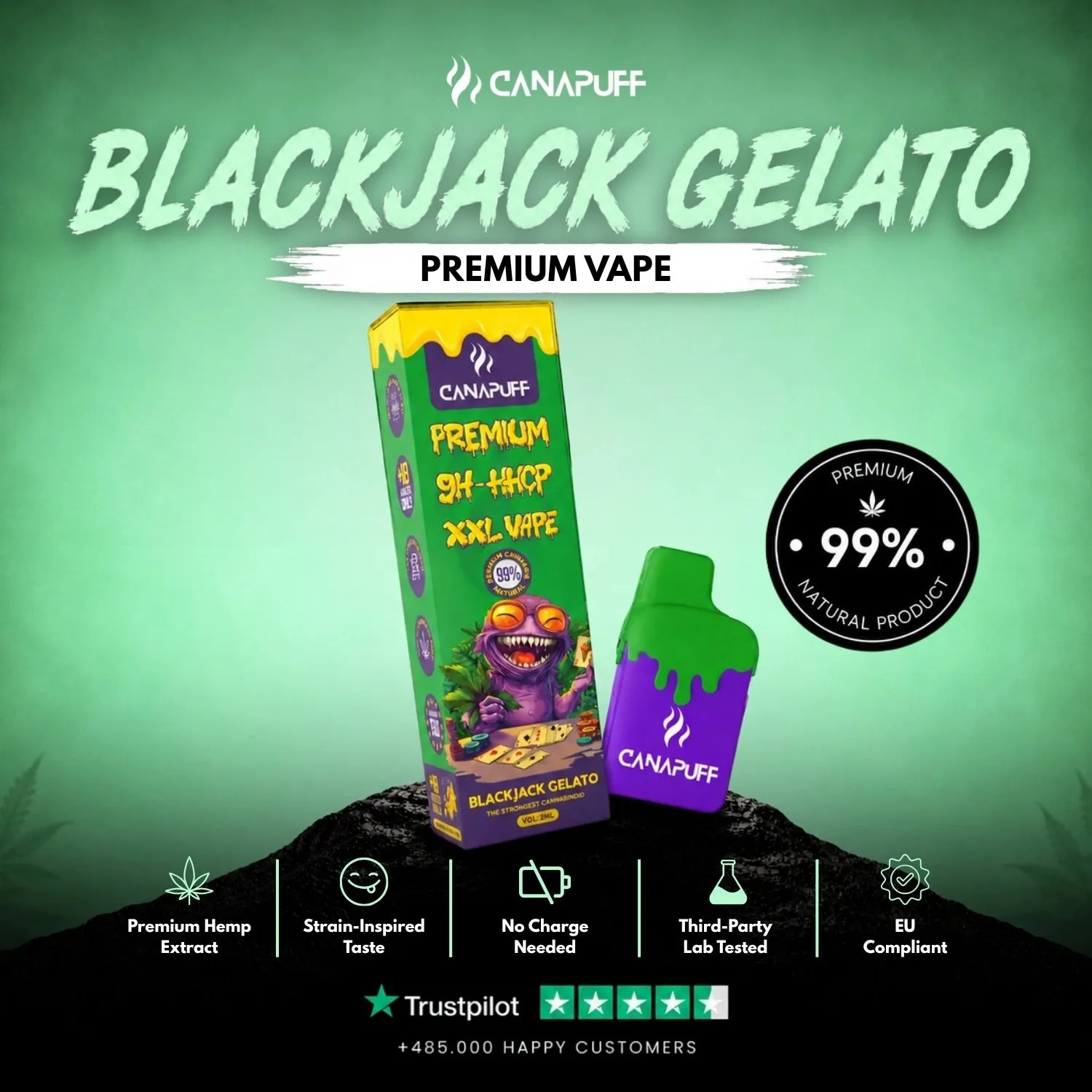 Canapuff 9H-HHCP Blackjack Gelato vape 2 ml 99%