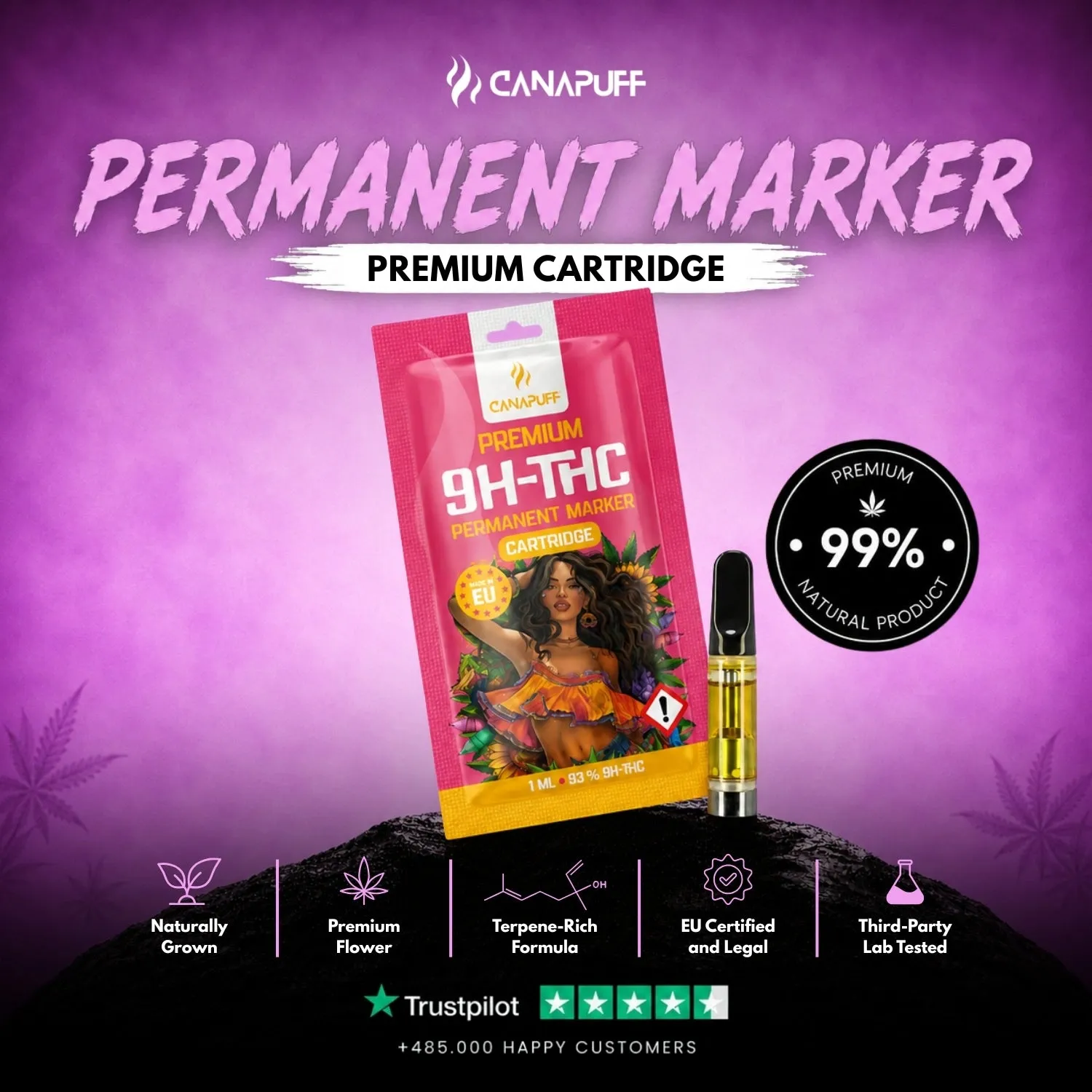 Canapuff Permanent Marker 9H-THC vapepatron 95% 1 ml