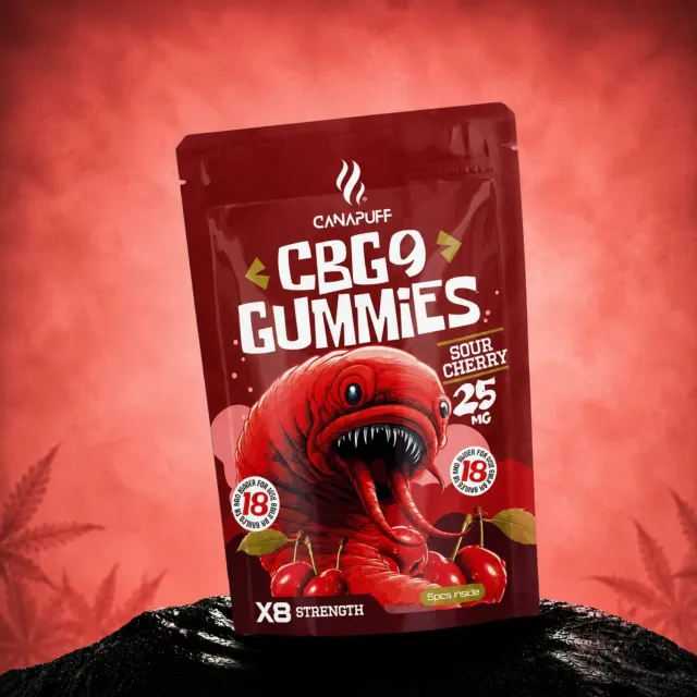 Canapuff CBG9 Gummies Sour Cherry vingummi sursøt