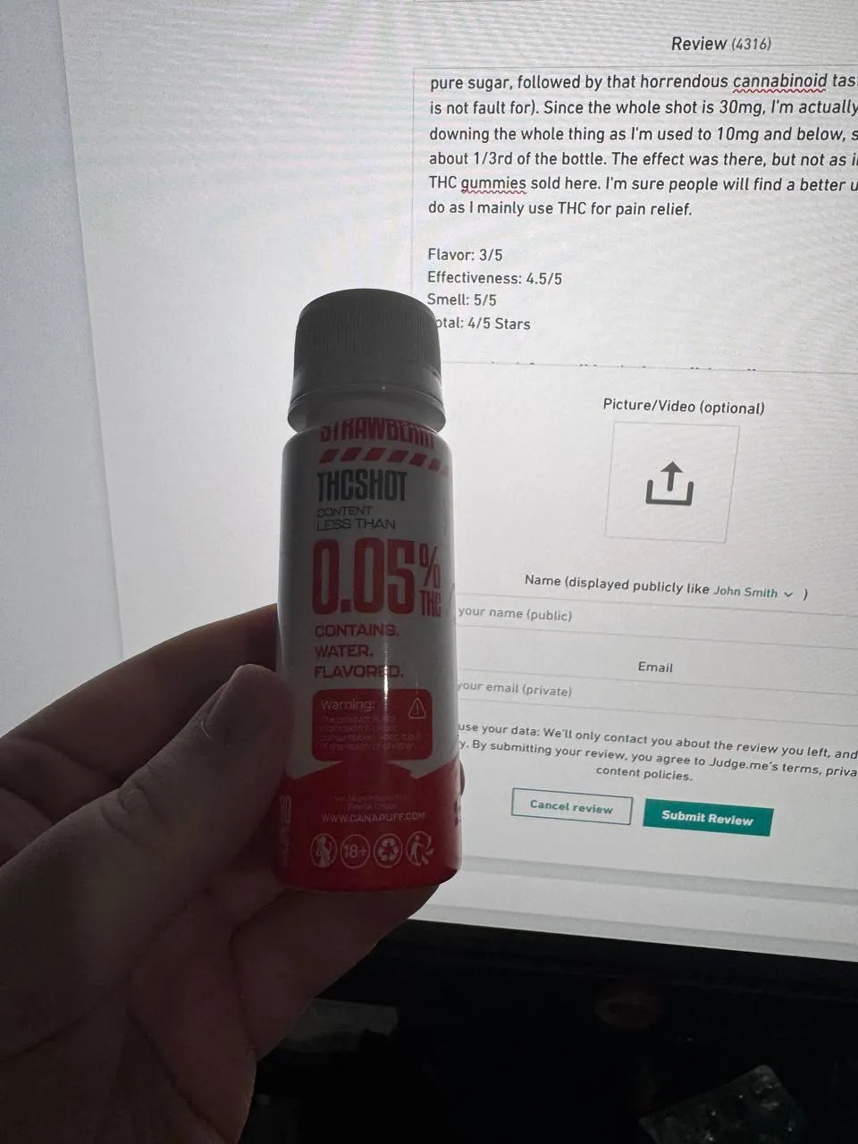 Canapuff Happy Shot Strawberry shot 60ml søt