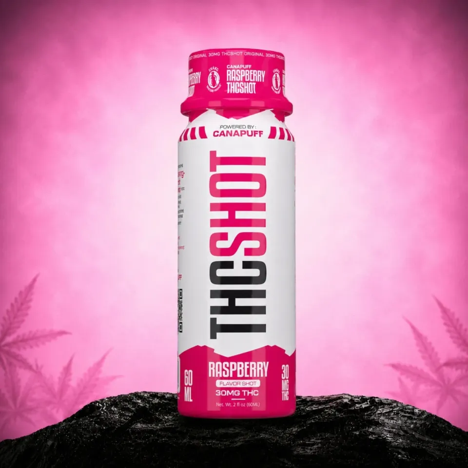 Canapuff Happy Shot Raspberry shot 60ml bær