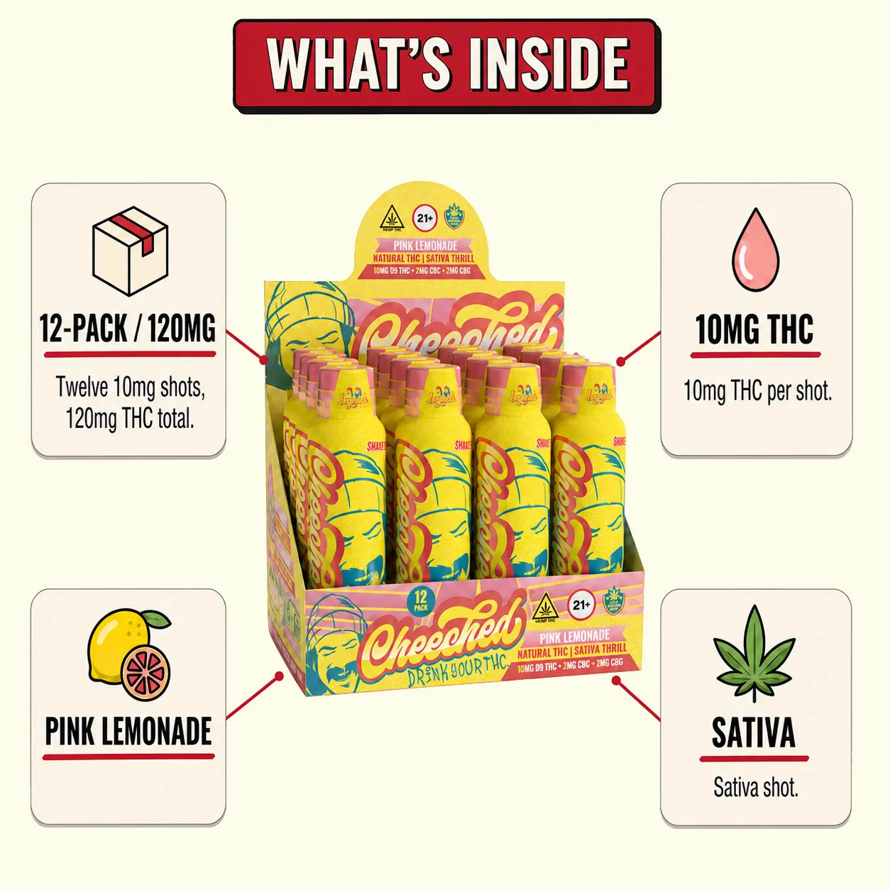 Cheech & Chong Legends Sativa Shot Pink Lemonade 120 mg THC