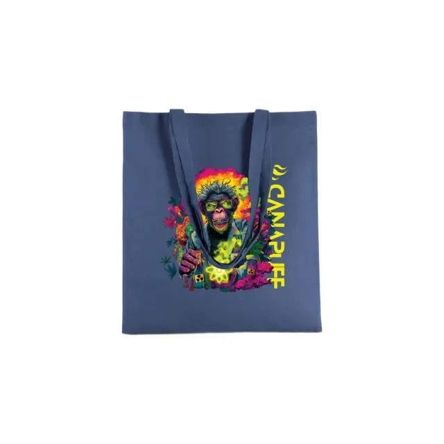 Canapuff Atomic Monkey handlenett blå 13 L bomull