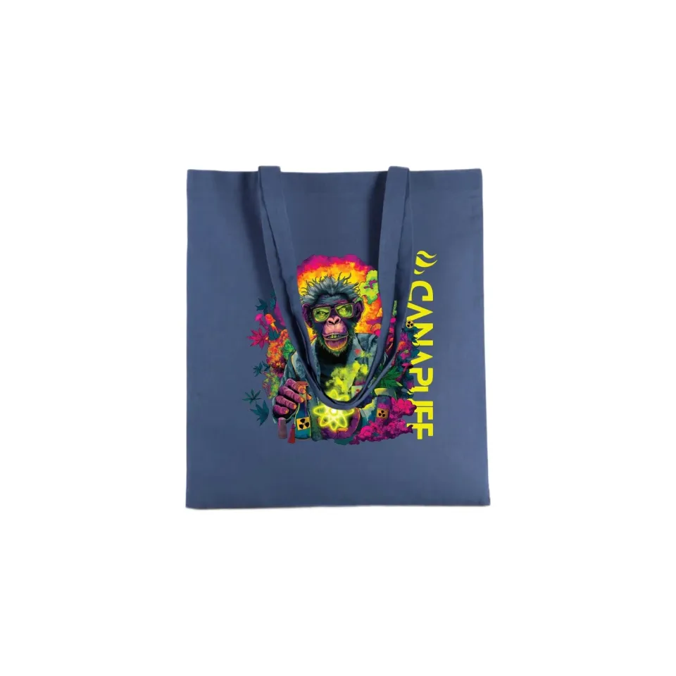 Canapuff Atomic Monkey handlenett blå 13 L bomull