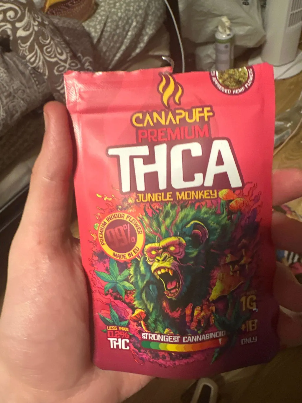 Canapuff Jungle Monkey THCA blomst 1 g jordlig