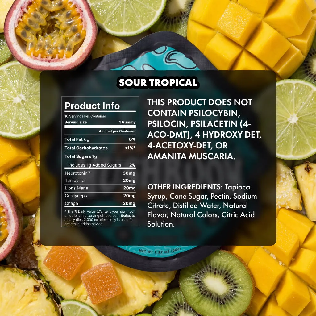 TRE House Extra-Strength soppvingummi sour tropical syrlig