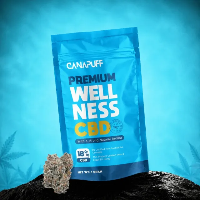 Canapuff Wellness 18% CBD-blomst 1g frisk urt og sitrus