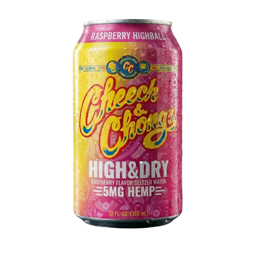 Cheech & Chong High & Dry seltzer raspberry highball 4-pack 20 mg