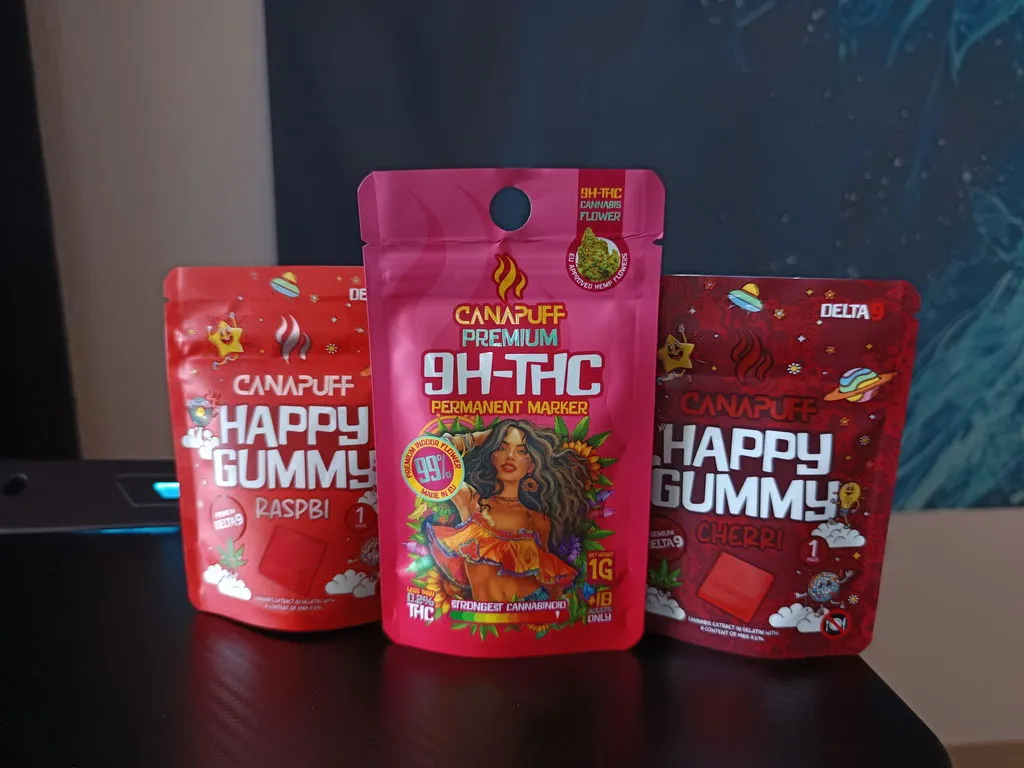 Canapuff Happy Gummy Raspbi vingummi 1 stk bringebær