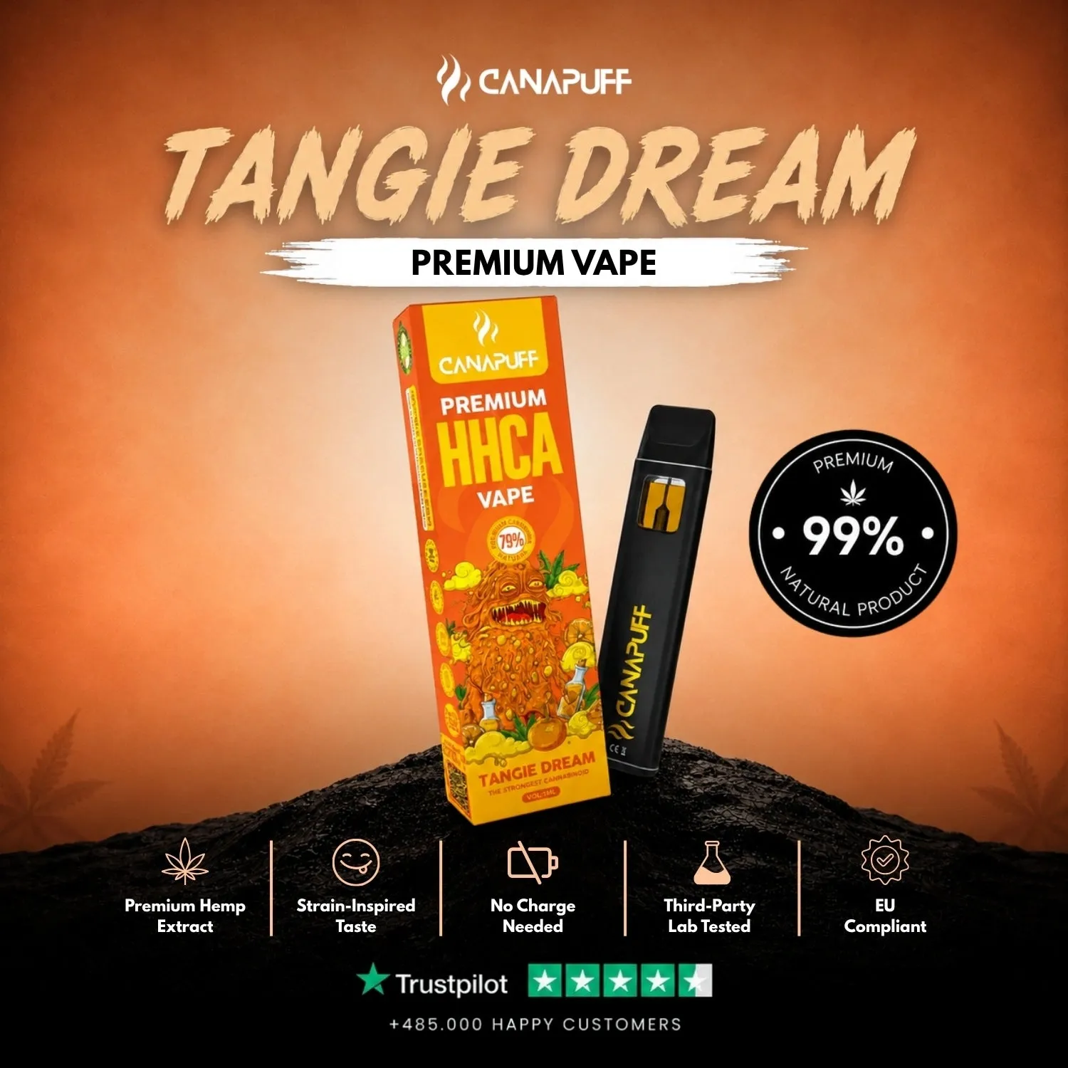 Canapuff HHC-A engangsvape tangie dream appelsin 1 ml