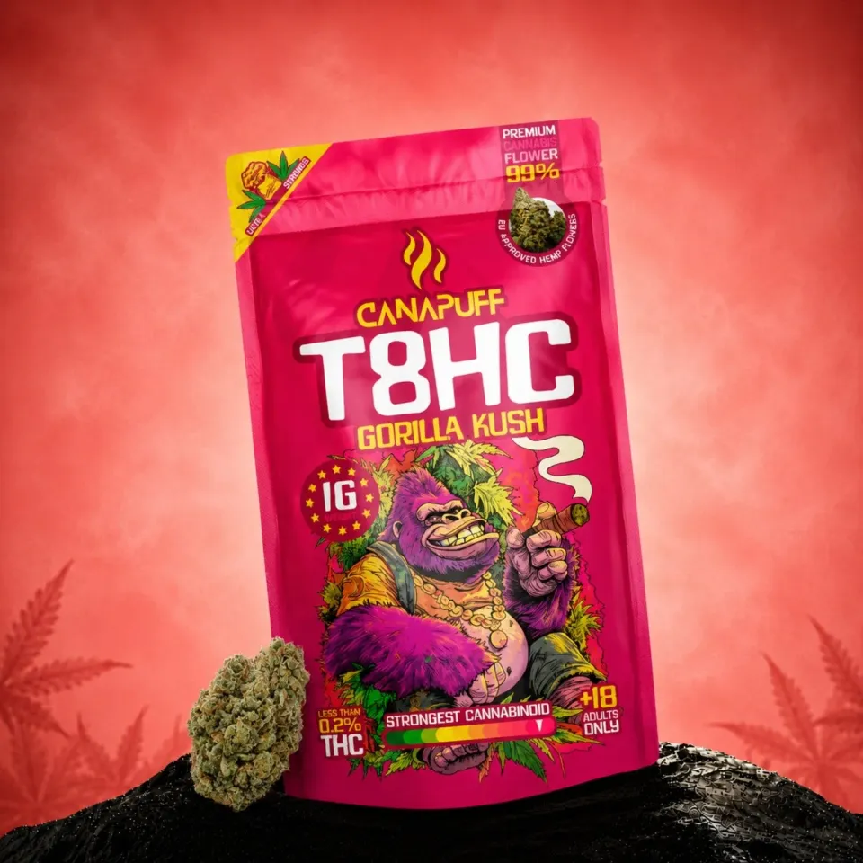 Canapuff Gorilla Kush 99% T8HC-blomster 1 g jord