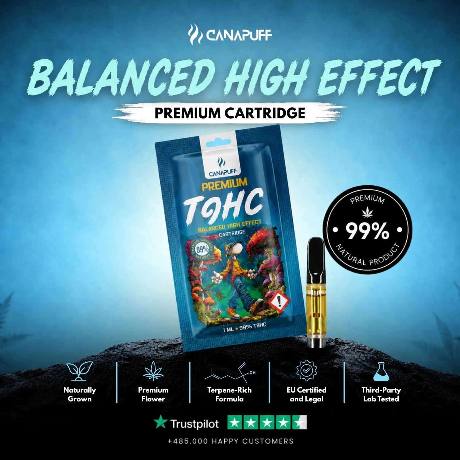 Canapuff T9HC Balanced 99% vape-patron frukt