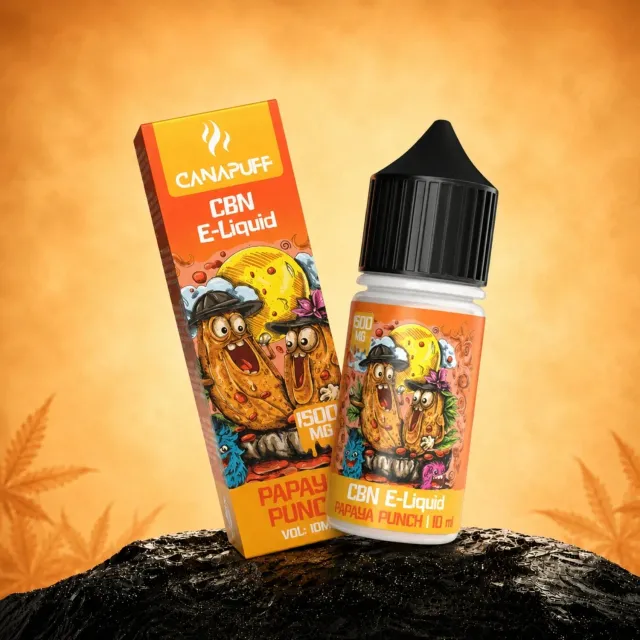CanaPuff CBN Liquid Papaya Punch e-væske 1500 mg tropisk