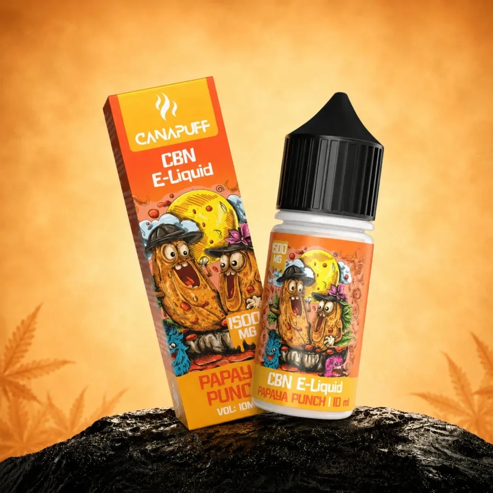 CanaPuff CBN Liquid Papaya Punch e-væske 1500 mg tropisk