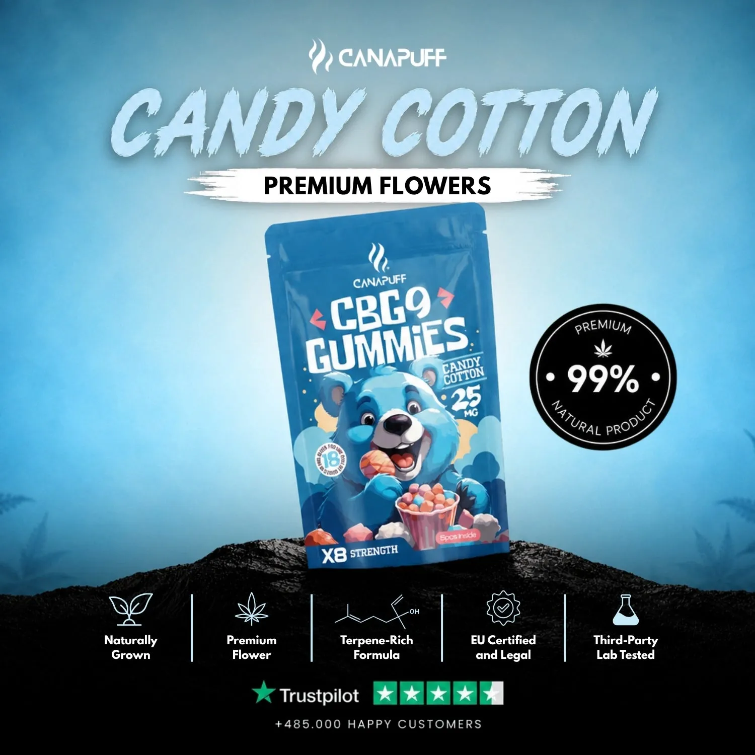 CANAPUFF CBG9 Gummies Candy Cotton vingummi sukkerspinn