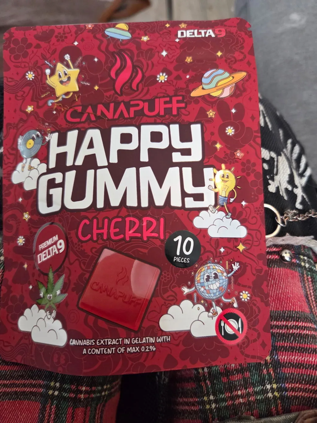 Canapuff Happy Gummy Cherri vingummi 1 stk kirsebær