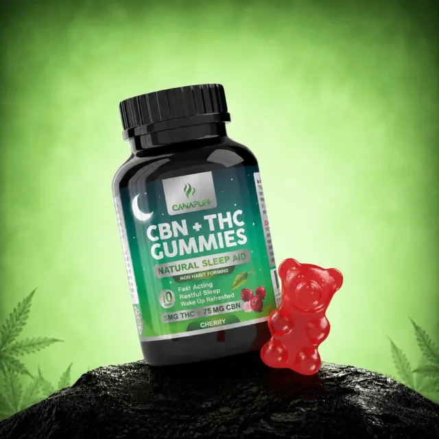 Canapuff CBN THC Gummies Cherry vingummi 10 stk kirsebær