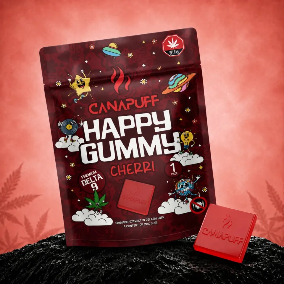 Canapuff Happy Gummy Cherri vingummi 1 stk kirsebær