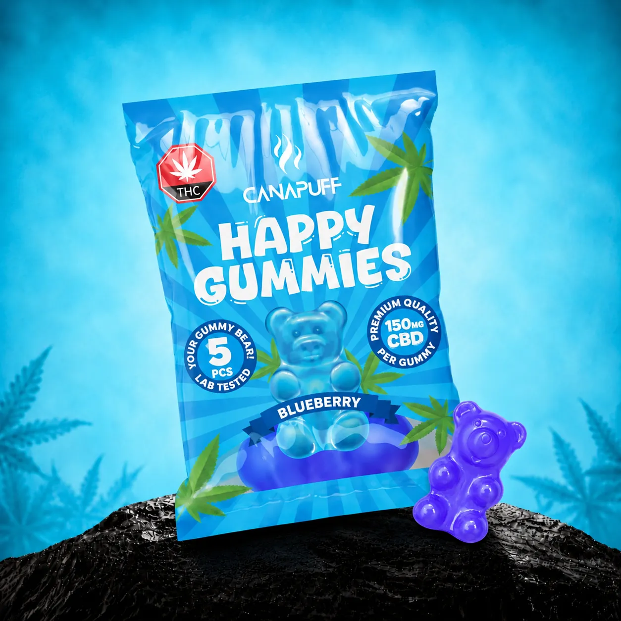 Canapuff CBD Gummies Blueberry vingummi 1 stk søt