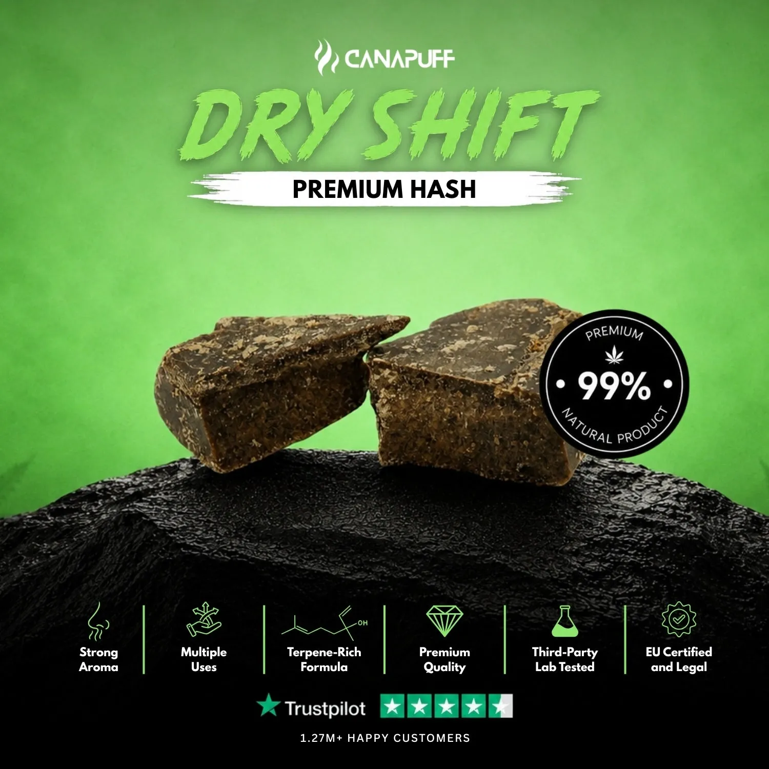 Canapuff Dry Sift hash 1 g løst terpenerik
