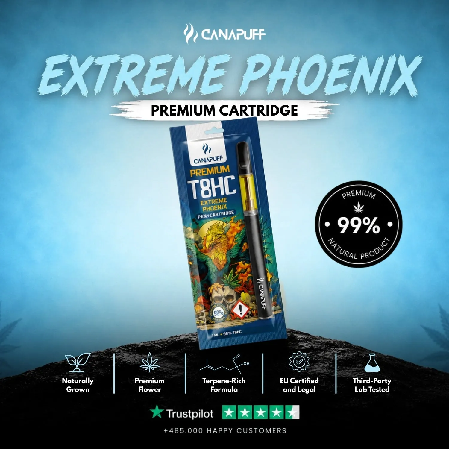 Canapuff T8HC Extreme Phoenix vape-penn 99% startsett