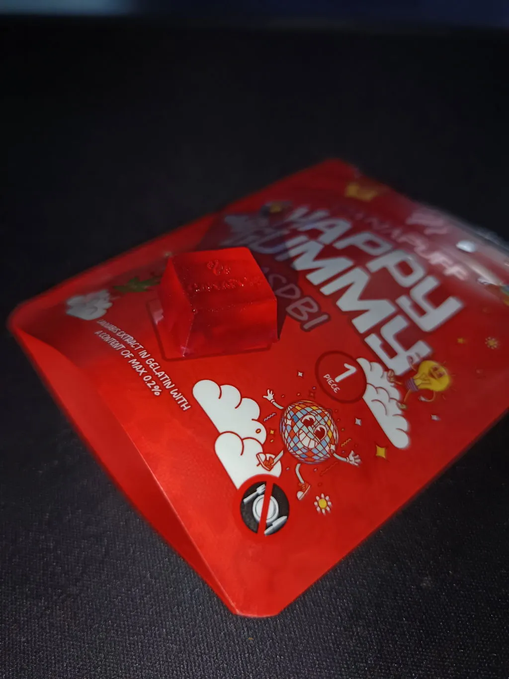 Canapuff Happy Gummy Raspbi vingummi 1 stk bringebær