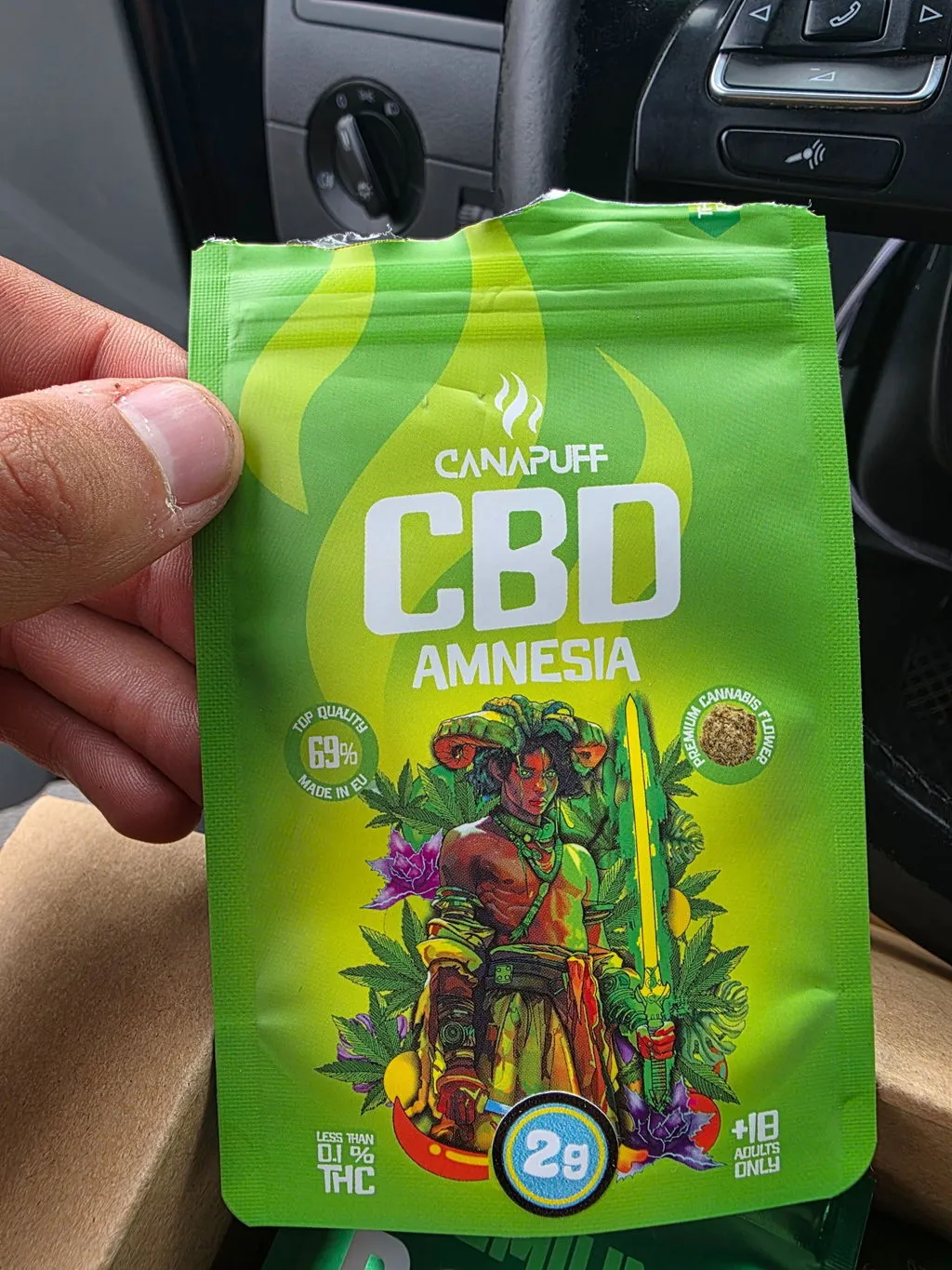 Canapuff Lemon Skunk 14% CBD-blomst 1g sitrus