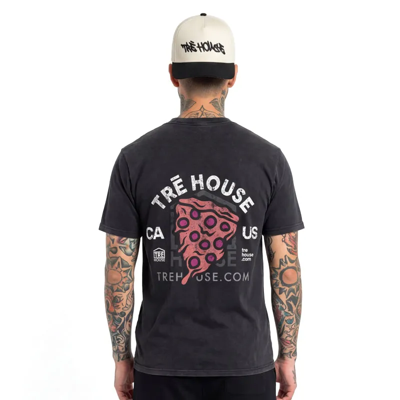 TRE HOUSE Pizza T-skjorte bomullstrøye str. S-XXXL