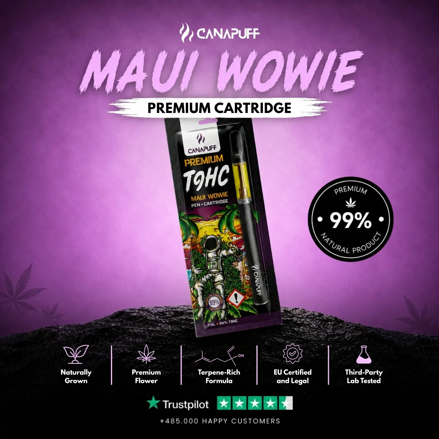 Canapuff T9HC vapepenn Maui Wowie 99% sett