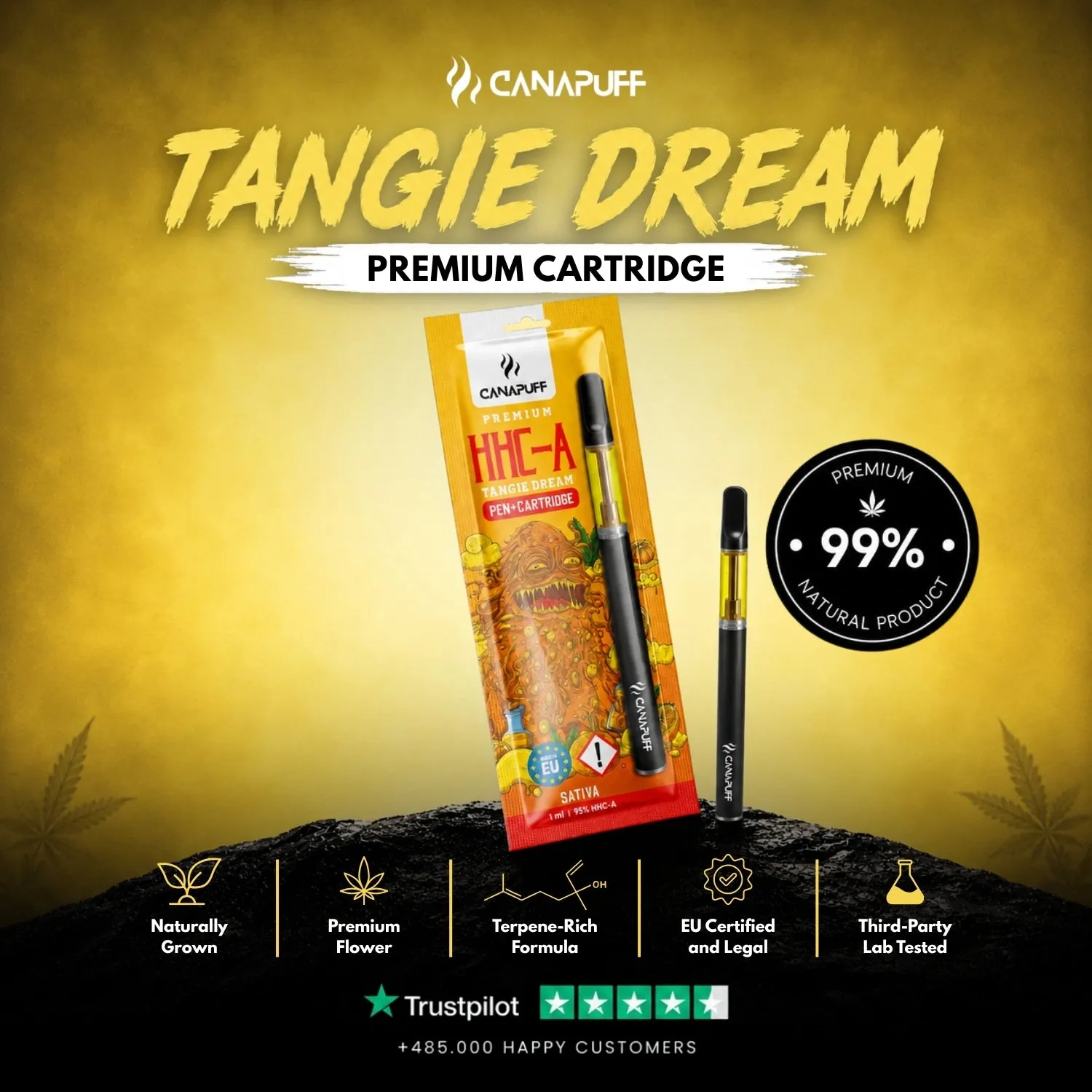 Canapuff HHC-A Tangie Dream vapepenn 95% appelsin