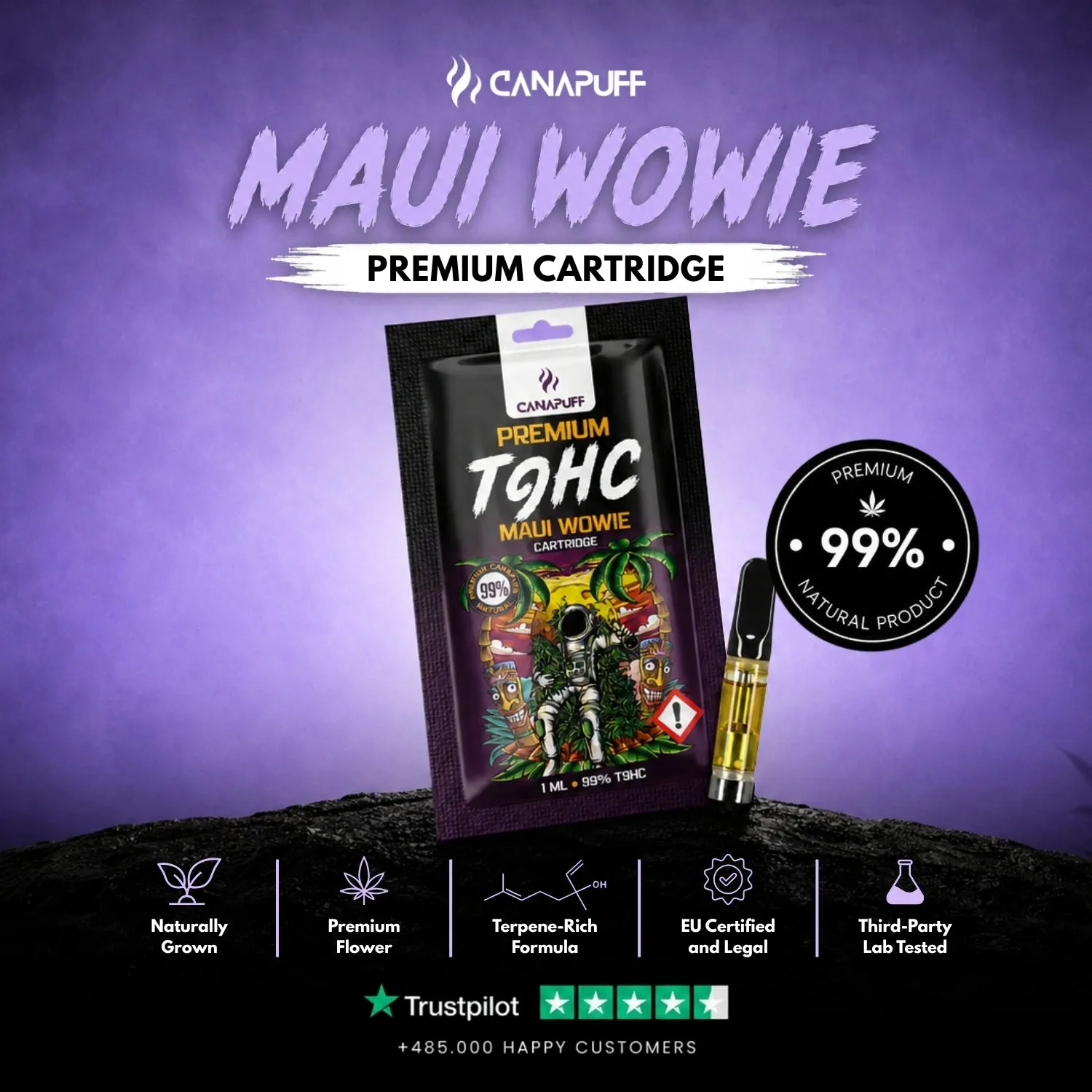 Canapuff T9HC Cartridge vapepatron Maui Wowie ananas mango