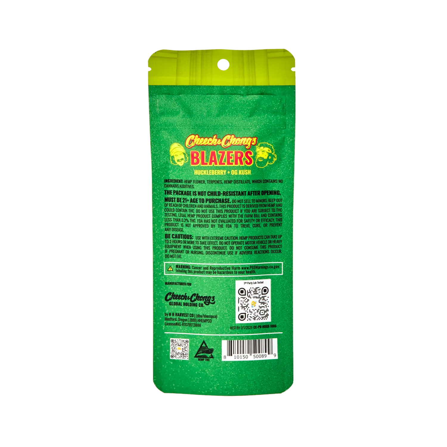 Cheech & Chong Blazers Huckleberry OG Kush prerolls 2-pk 2g indica
