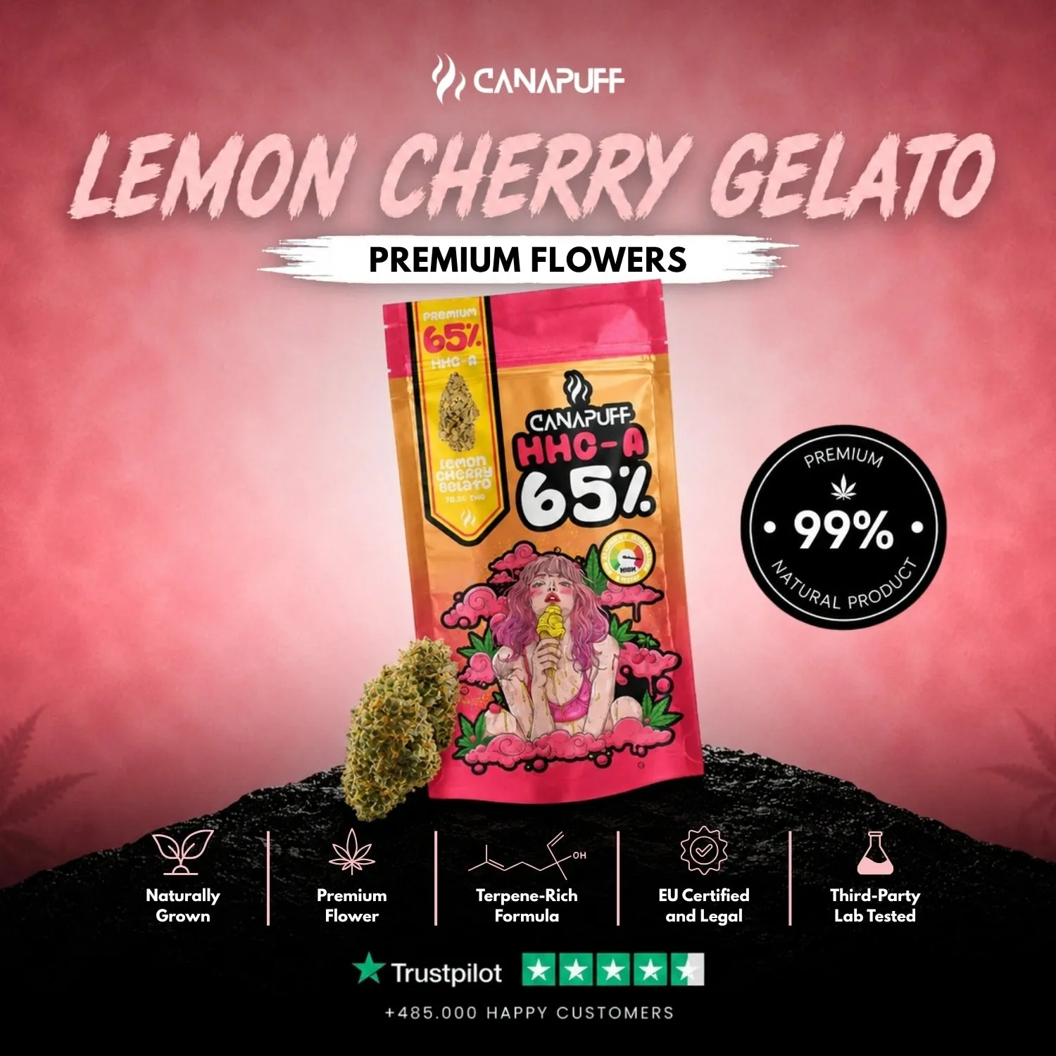 Canapuff HHC-A Lemon Cherry Gelato blomster 1g