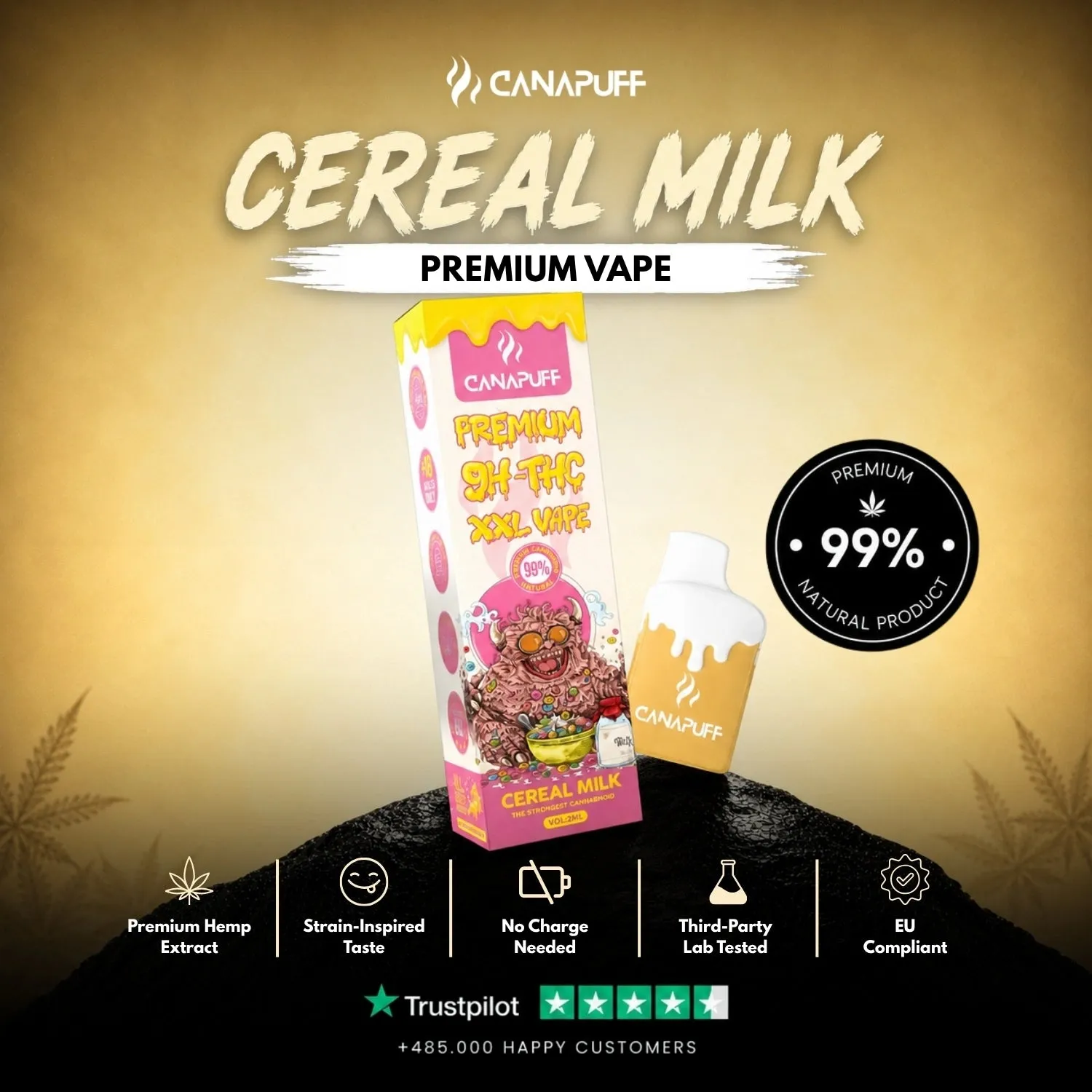 Canapuff Cereal Milk 9H-THC XXL-vape 2 ml 99 %