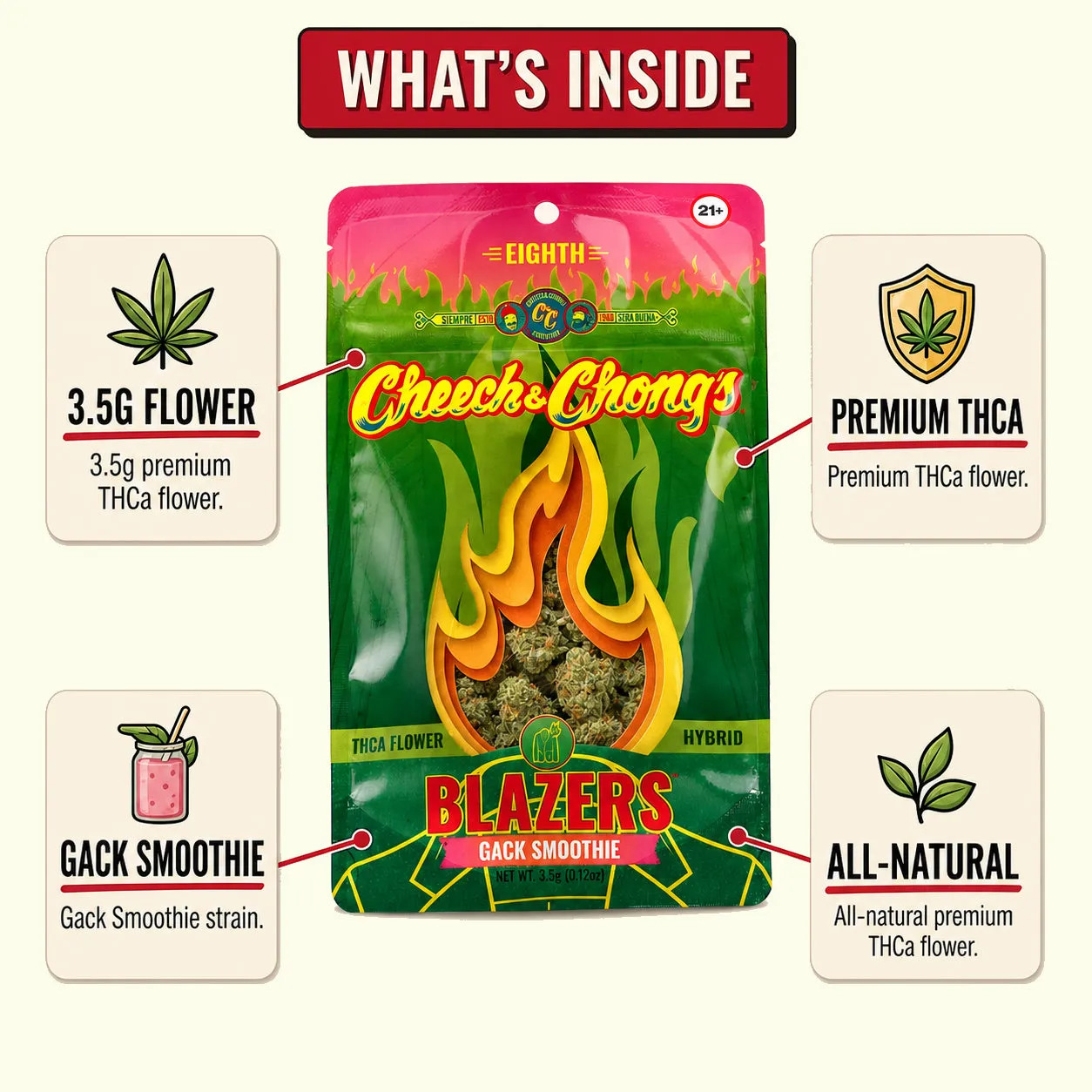 Cheech & Chong Blazers Gack Smoothie THCa blomst 3,5 g premium